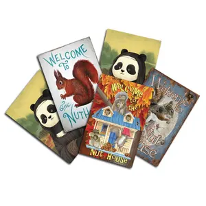 Декор Putuo, оптовая продажа, Жестяная Табличка с изображением панды, животных, металлический плакат, табличка, знак, украшение для дома