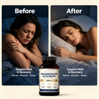 Capsules de glycinate de magnésium 500 mg à absorption élevée, complément alimentaire, soutient la fonction nerveuse quotidienne, 60 capsules OEM, vente chaude