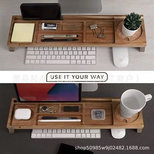 Organisateur de bureau en bois rectangulaire minimaliste, support de rangement pour ordinateur de bureau et espace de travail à domicile - Product Image 1