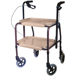 Déambulateur réglable en hauteur pour personnes âgées, chariot à 4 roues avec double plateau pour seniors, utilisation intérieure et cuisine - Product Image 1