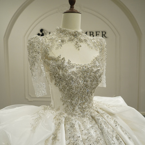 Gt26058 Modern Sweetheart Ball Gown Floor-Length Chapel Train Long Sleeve Backless <b>Wedding</b> Dress 100% Polyester Lace Plus Size - Product Image 4