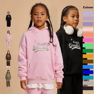 Kustom cetak 2024 perempuan pakaian set butik 365g remaja anak-anak Hoodie longgar kasual besar pakaian perempuan