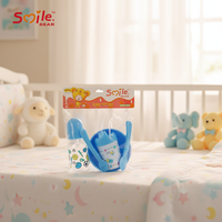 Ensemble de soins pour bébé 5 pièces en PP sans BPA, vente en gros OEM ODM, biberon à débit variable 150 ml, motif imprimé, tasse à jus, cuillère, fourchette, bol