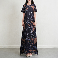 Miyake Usine Directe Haute Qualité Plissée Dames Décontracté Longue Robe Imprimé Floral Méthode Tissée