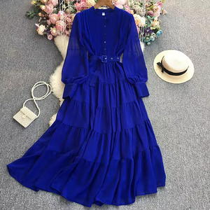 chinese dress ladies Modest Royal Blue A-line Tulle Prom Dress,Fashion Maxi Dress Y6968   Simplepromdress