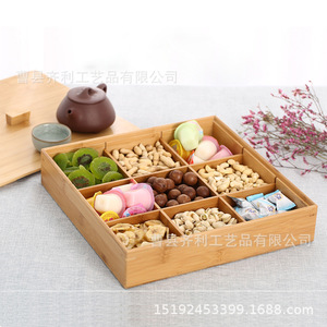 <b>Bamboo</b> Snack Tray 4 Compartment Rectangle Food <b>Container</b> For Living Room Storage - Product Image 3