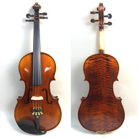 Prix de gros 4/4 Violon d'étudiant fait main en épicéa massif et érable flammé, son doux, bonne finition, professionnel