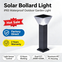Lampadaire solaire à LED bicolore IP65 DC 5W ROHS avec photocellule en aluminium et PC pour la décoration des allées de jardin et de pelouse