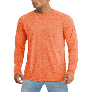 เสื้อยืดแขนยาวผู้ชายสีส้ม แห้งเร็ว ผ้าถัก ทรงปกติ คอกลม สีพื้น สวมใส่สบาย เหมาะสำหรับเล่นกีฬา กิจกรรมกลางแจ้ง และตกปลา - Product Image 1