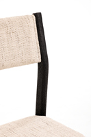 Chaise de salle à manger en frêne scandinave, profil fin, revêtement en tissu doux, structure en bois minimaliste