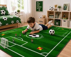<span class=keywords><strong>Tapis</strong></span> <span class=keywords><strong>de</strong></span> terrain <span class=keywords><strong>de</strong></span> football/soccer <span class=keywords><strong>pour</strong></span> salon, <span class=keywords><strong>chambre</strong></span>, chevet, balcon, <span class=keywords><strong>tapis</strong></span> <span class=keywords><strong>de</strong></span> sol sportif d'intérieur, herbe verte, pliable, polyester, frais - Product Image 2