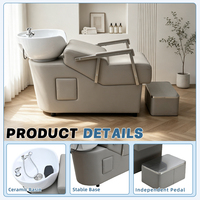 Fauteuil de lavage pour salon de coiffure avec bac en céramique de haute qualité, lit de salon confortable et mobilier de salon doux avec cuvette