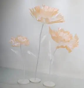 qq99 Annatto Artificial Flowers Good Quality Wedding Fluorescent Cloth Flowers Handmade Flower Wedding Stage Decoration