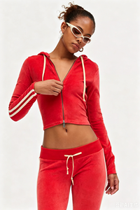 Ensemble de survêtement en <span class=keywords><strong>velours</strong></span> pour <span class=keywords><strong>femme</strong></span> automne-hiver 2026 – Veste à capuche zippée en <span class=keywords><strong>velours</strong></span> et <span class=keywords><strong>pantalon</strong></span> évasé deux pièces de haute qualité, personnalisable - Product Image 3