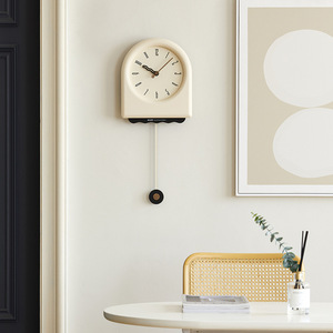 French Style Cream Wall <b>Clock</b> Arched Shape <b>Battery</b> Powered Scanning Mechanism For Living Room Decor - Product Image 1