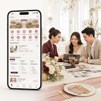 Développement d'application de marché de services de mariage fiable pour iOS et Android avec comparatif de packages et annuaire des fournisseurs