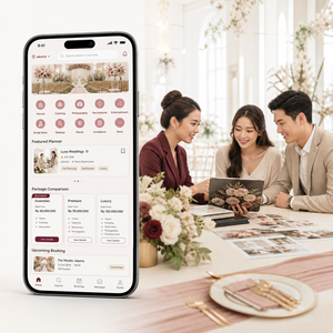 แอปพลิเคชันตลาดบริการจัดงานแต่งงานที่เชื่อถือได้สำหรับ <span class=keywords><strong>IOS</strong></span> และ Android พร้อมแพ็คเกจเปรียบเทียบรายชื่อผู้ให้บริการ - Product Image 1