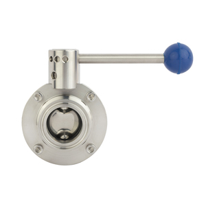 Válvula de Mariposa <span class=keywords><strong>Sanitaria</strong></span> de Acero Inoxidable 304/316 de Grado Alimenticio, Manual, de Bajo <span class=keywords><strong>Precio</strong></span>, con Abrazadera Triple - Product Image 2