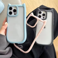 Nueva Funda de Teléfono TPU con Orejas de Gato para iPhone 16 15 Plus 14 Pro Max 12 - Diseño de Oreja de Gato en Forma de Panecillo Acrílico Anticaída 2025