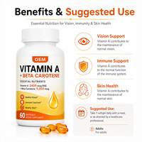 Gélules de Vitamine A et Bêta-Carotène pour le Bien-être Visuel, la Nutrition de la Peau et le Soutien de la Fonction Immunitaire dans des Formules Quotidiennes à Base d'Huile