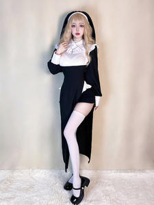 Costume de performance de robe serrée de <span class=keywords><strong>grande</strong></span> <span class=keywords><strong>taille</strong></span>, costume d'infirmière sexy de travestissement, costume de nonne cosplay de femme de chambre d'Halloween - Product Image 5