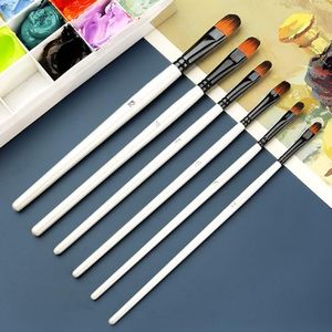 Pinceles de pintura acrílica y acuarela, mango de madera blanco, pelo de nailon, juego de pinceles profesionales para artistas. - Product Image 4