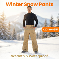 Pantalon de snowboard imperméable et isolé pour homme AQTQ, pantalon de ski 10K-20K, pantalon cargo avec aérations latérales respirantes
