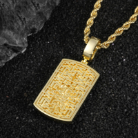 Nouvel Arrivage Pendentif Croix Religieuse en Laiton Plaqué Or 14K Micro-Pavé de Zircons, Bijoux Hip Hop pour Garçons, Vente en Gros