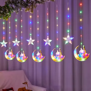 2023 Ramadan Eid Decoration Lights Christmas Fairy Led Moon Lights Gold Islamic Eid Mubarak LED String Light