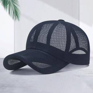 Mesh Baseball Cap Navy Blue Breathable Mesh Summer Sun Protection Outdoor Unisex Hat - Product Image 1