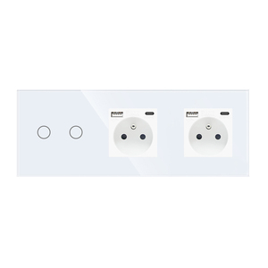 <span class=keywords><strong>Interruttore</strong></span> Touch Light <span class=keywords><strong>con</strong></span> ue francese USB Type-C doppie Triple Wall interruttori Led retroilluminazione in cristallo <span class=keywords><strong>presa</strong></span> elettrica 16A - Product Image 1