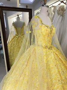 Hoa mới màu vàng váy ngắn buổi tối, quinceanera 15 bóng áo cho cô gái trẻ quinceaera <span class=keywords><strong>Dresses</strong></span> - Product Image 3