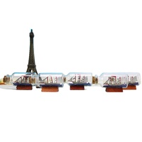 Bateau pirate méditerranéen, bouteille à vœux, bateau à voile dans une bouteille à la dérive, micro-paysage, décoration nautique, accessoires de jardin féerique