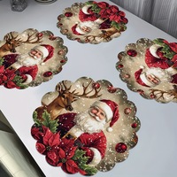 Tapis de drainage circulaire de Noël transfrontalier avec terre de diatomées, anti-brûlure et isolant thermique pour table
