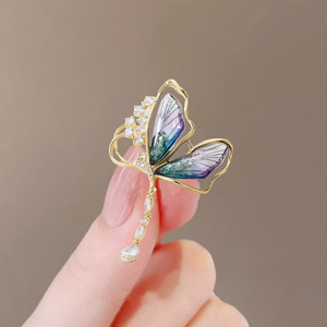 Borboleta esmeralda High-end broche pinos zinco liga requintado franjadas libélula acessório exclusivo personalização - Product Image 1
