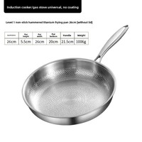 Poêle Wok Antiadhésive à Trois Couches en Acier Inoxydable 304 Non Revêtue avec Finition Martelée et Couvercle en Verre, Compatible Tous Feux