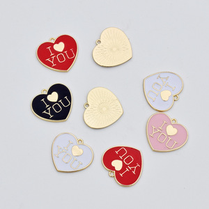 Pendentif Cœur en Alliage « Je t'aime » Rose Rouge Noir Blanc, Composants de Bijoux DIY pour Boucles d'Oreilles et Colliers - Product Image 4