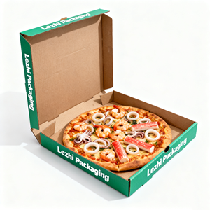 Scatola per Pizza Riciclabile Prodotta in Cina, Scatola per Pizza in Cartone Ondulato con Logo Stampato - Product Image 4