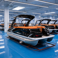 Bateau ponton tri-toon en aluminium et fibre de verre haute performance de 22 pieds - Pêche sportive - 12 personnes - Arche électrique - Moteur approuvé CE - Remorque
