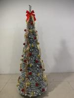 Ourwarm Nouveauté Arbre de Noël télescopique pliable floqué PVC flocons de neige Arbre de Noël pop-up LED