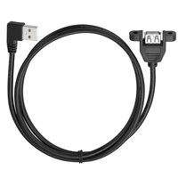 Bochara 90 grados a izquierda USB 2,0 Cable de extensión macho a hembra con montaje en panel de tornillo 24AWG + 28AWG 30cm 50cm 1m