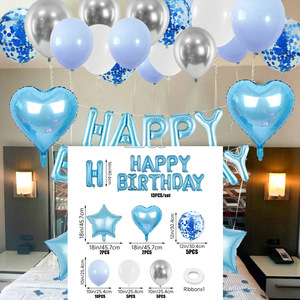 Set di Palloncini Rosa, Argento e Blu per Festa di Compleanno con Striscione 'Buon Compleanno' per Decorazione Festa di Compleanno e Feste Familiari - Product Image 5