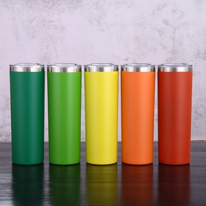 Vaso térmico personalizado de acero inoxidable de doble pared con recubrimiento en polvo de 20 oz, botella de agua delgada para sublimación con tapa - Product Image 6