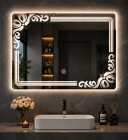 Miroir de maquillage intelligent en aluminium avec éclairage LED, écran tactile, luminosité réglable, trois couleurs d'éclairage, anti-buée pour salon et salle de bain