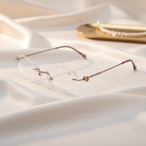 高品質カスタムメイドリムレスセミチタン製女性用光学フレーム眼鏡　リムレス光学アイウェア眼鏡 - Product Image 5