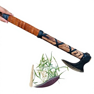Hacha pequeña de mano con cabeza de acero al carbono forjado y mango de madera para acampar, cortar leña, trabajar en el jardín, preparar madera - Product Image 6