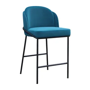 Home High Chairs Bar Stools Velvet Contemporary Style High Back Bar Stool For Kitchen