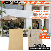 Plaque de pierre flexible Womica imprimée UV effet travertin, légère et pliable, pour revêtement mural de fond TV
