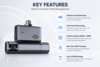Caméra embarquée intelligente 4G pour flotte avec T18P AI GPS, DVR véhicule 2CH 3CH, ADAS, DMS et suivi en direct du véhicule