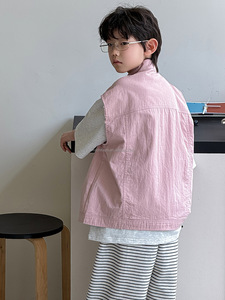 D839 Gilet de travail coréen pour garçons en polyester/coton, nouvelle collection printemps 2026, rose, excellente qualité, vente flash - Product Image 4